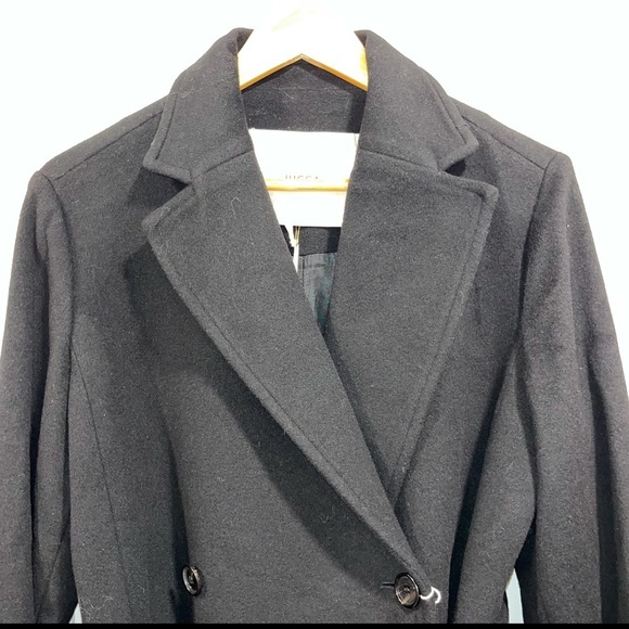 JUCCA trench coat black size 10 wool belted double breasted fall winter NWT New - Picture 4 of 15
